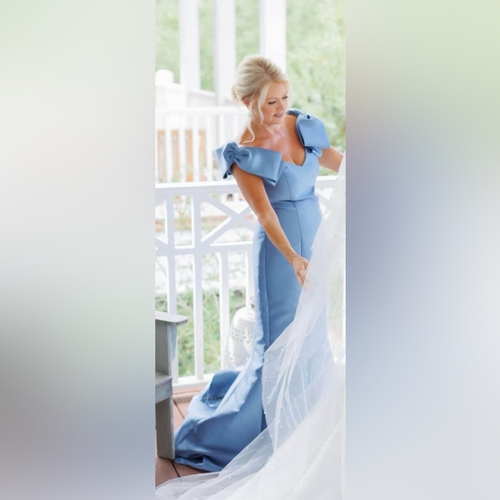 Elegant Blue Mother of Bride Dress Alexander by Daymor with Bow Details